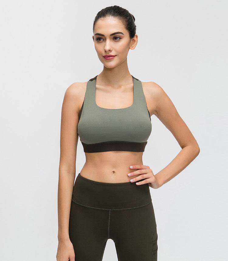 Contrast-panel sports bra - Mubimart