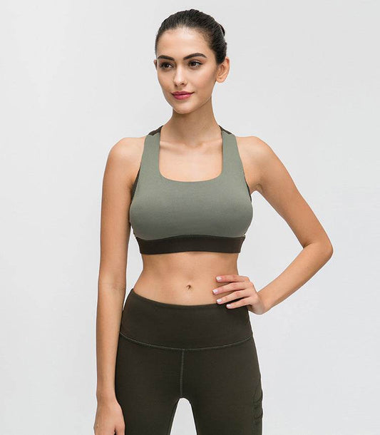 Contrast-panel sports bra - Mubimart