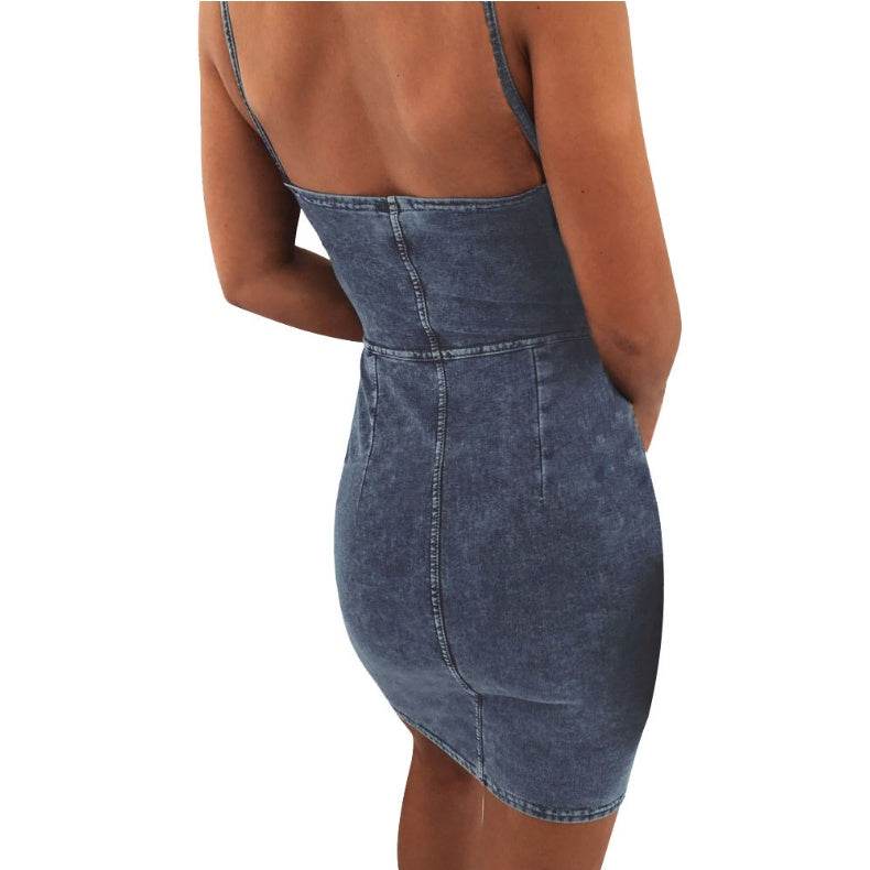 Denim hip dress - Mubimart