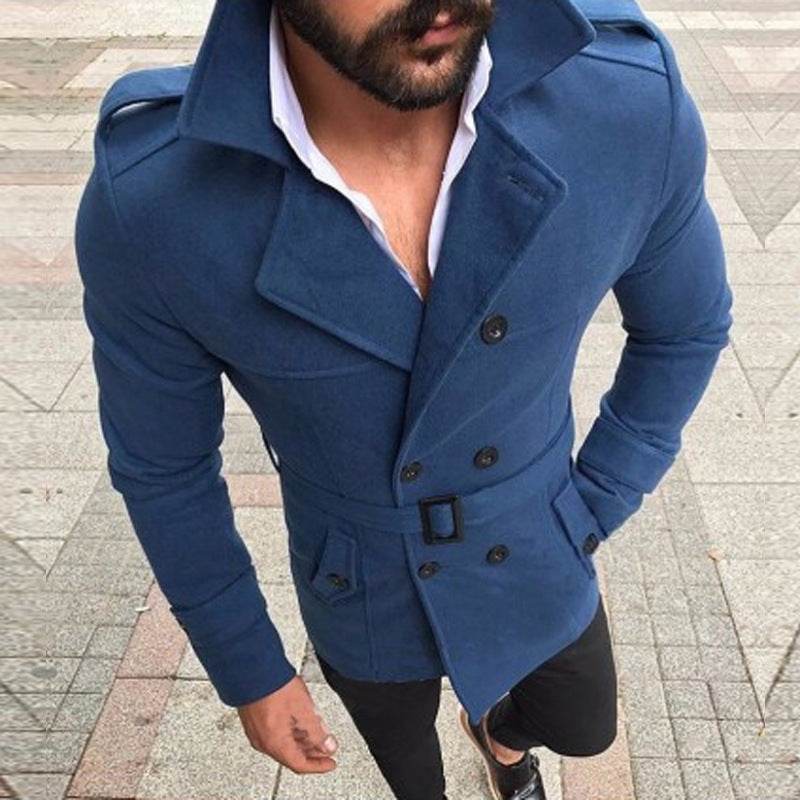 Double-breasted casual trench coat wool coat - Mubimart