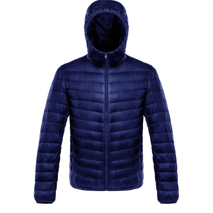 Autumn and winter new men's down jacket large size casual short paragraph collar thin men's down jacket - Mubimart