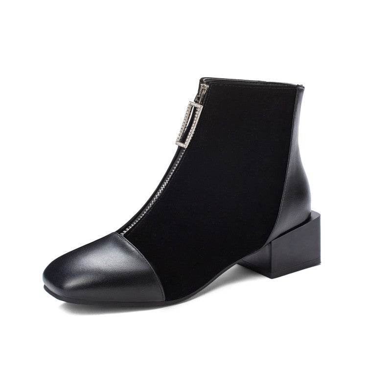 Versatile women's square toe boots - Mubimart