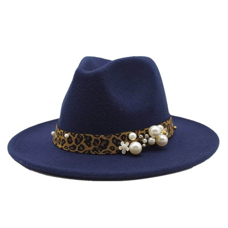 Winter wool Fedoras For Women Wide Brim Felt Hat - Mubimart