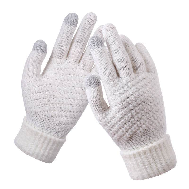Couple knitted gloves touch screen gloves - Mubimart