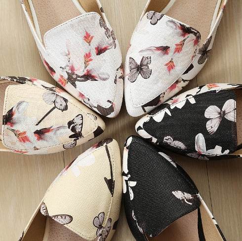 Espadrilles shoes woman slip on shoes pointed toe moccasins ladies loafers embroidery flats shoes flower printed shoes size 34- 43 - Mubimart