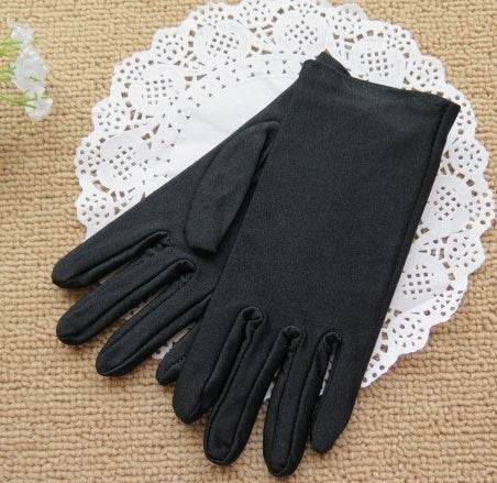 Men and women spandex sunscreen gloves thin summer black white etiquette gloves spring and autumn spandex elastic gloves - Mubimart
