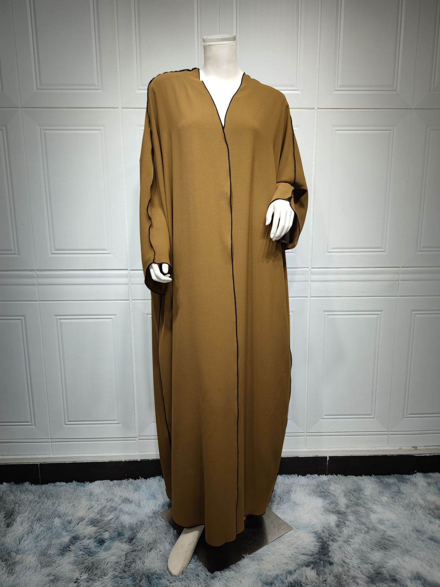 White Stitching Plus Size Women's Robe - Mubimart