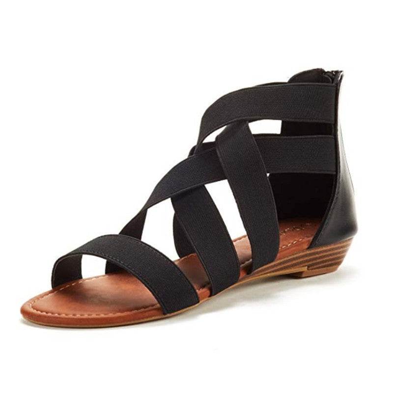 Cross Strap Wedge Sandals - Mubimart