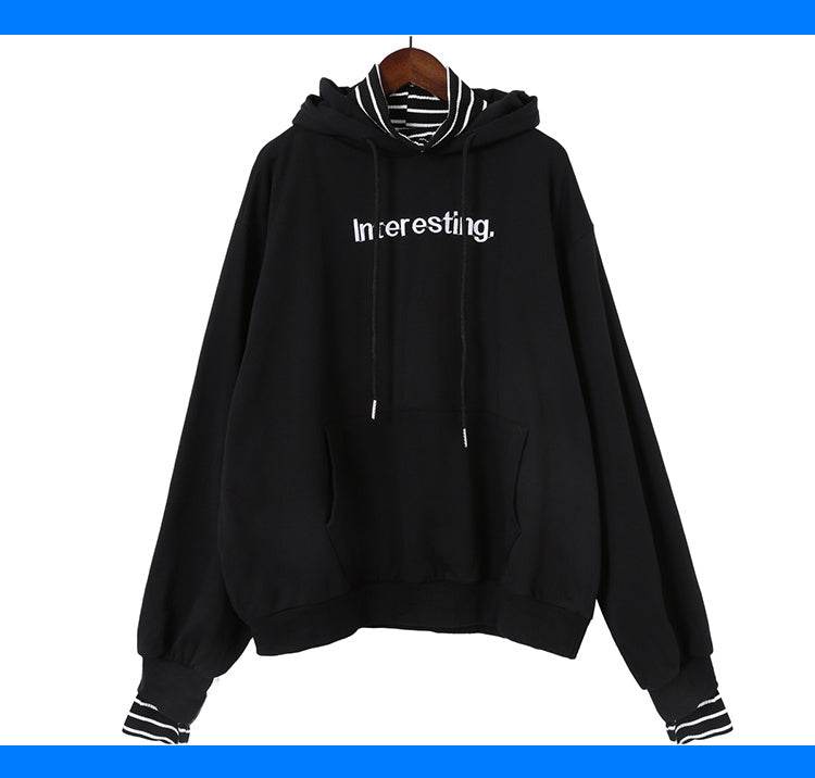 Harajuku striped turtleneck hoodies women kpop autumn long sleeve pullover female students oversize plus size tops sweatshirts - Mubimart