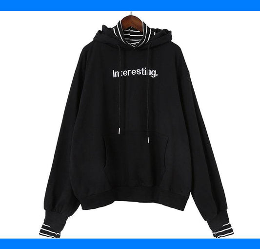 Harajuku striped turtleneck hoodies women kpop autumn long sleeve pullover female students oversize plus size tops sweatshirts - Mubimart
