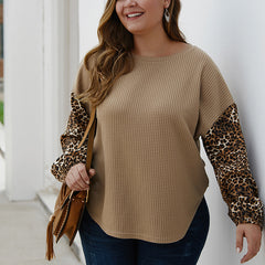 Plus size women's leopard stitch sweater