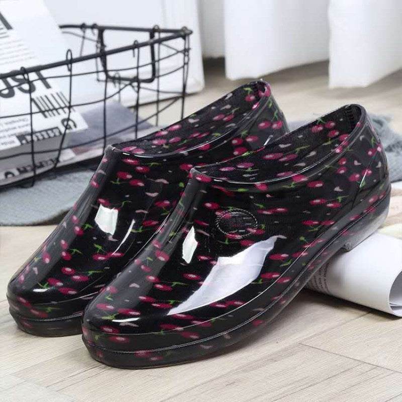 Rain boots waterproof shoes rubber shoes women - Mubimart