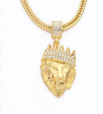 Men Lion Head Pendant Necklace - Mubimart