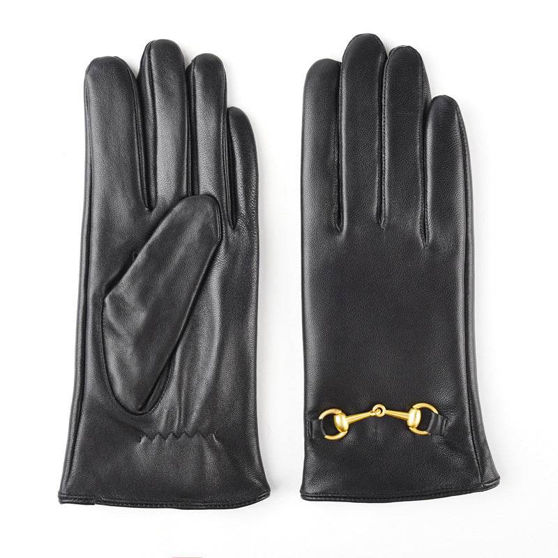 Winter Women's Warm Leather Gloves - Mubimart
