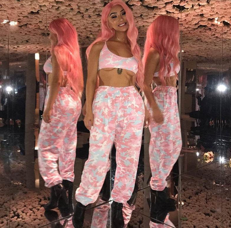 NCLAGEN New Women Camouflage Print Trousers Loose Harem Camo Pants Spring High Waist Casual Joggers Elastic Sweatpants - Mubimart