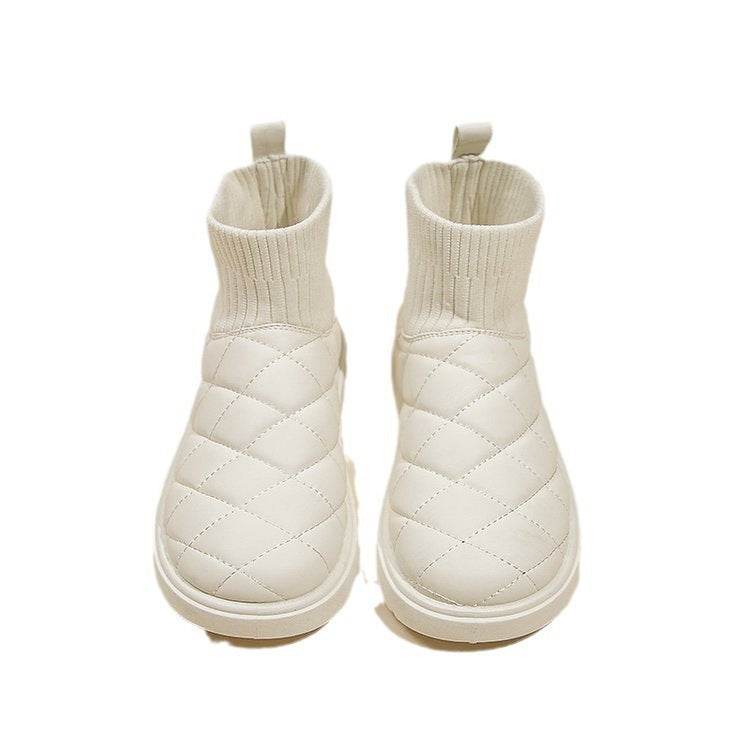 Snow Boots For Women Thick Bottom Fleece-lined Insulated Cotton-padded Shoes - Mubimart