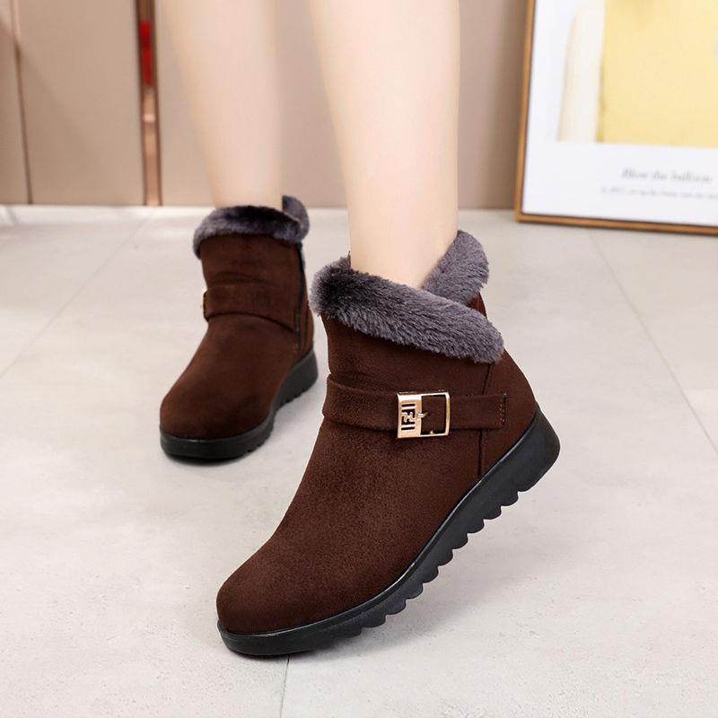 Add warm velvet ankle boots - Mubimart