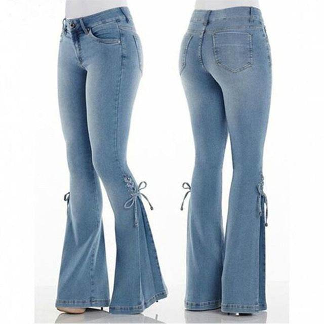 Wide-leg flared jeans - Mubimart
