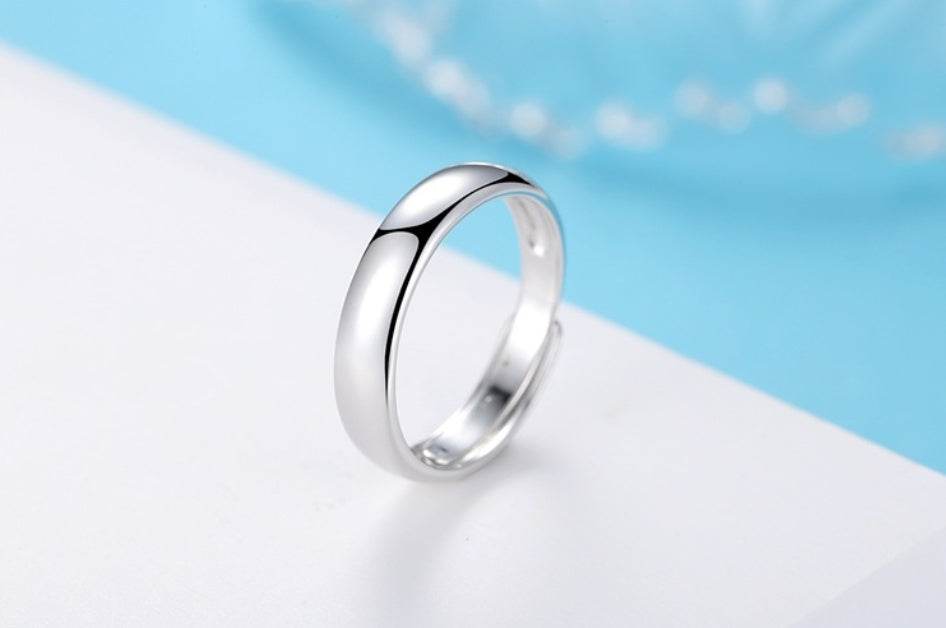 Glossy Ring Simple Men's Silver Ring - Mubimart
