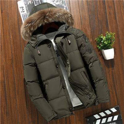 Men's down jacket short white duck down - Mubimart
