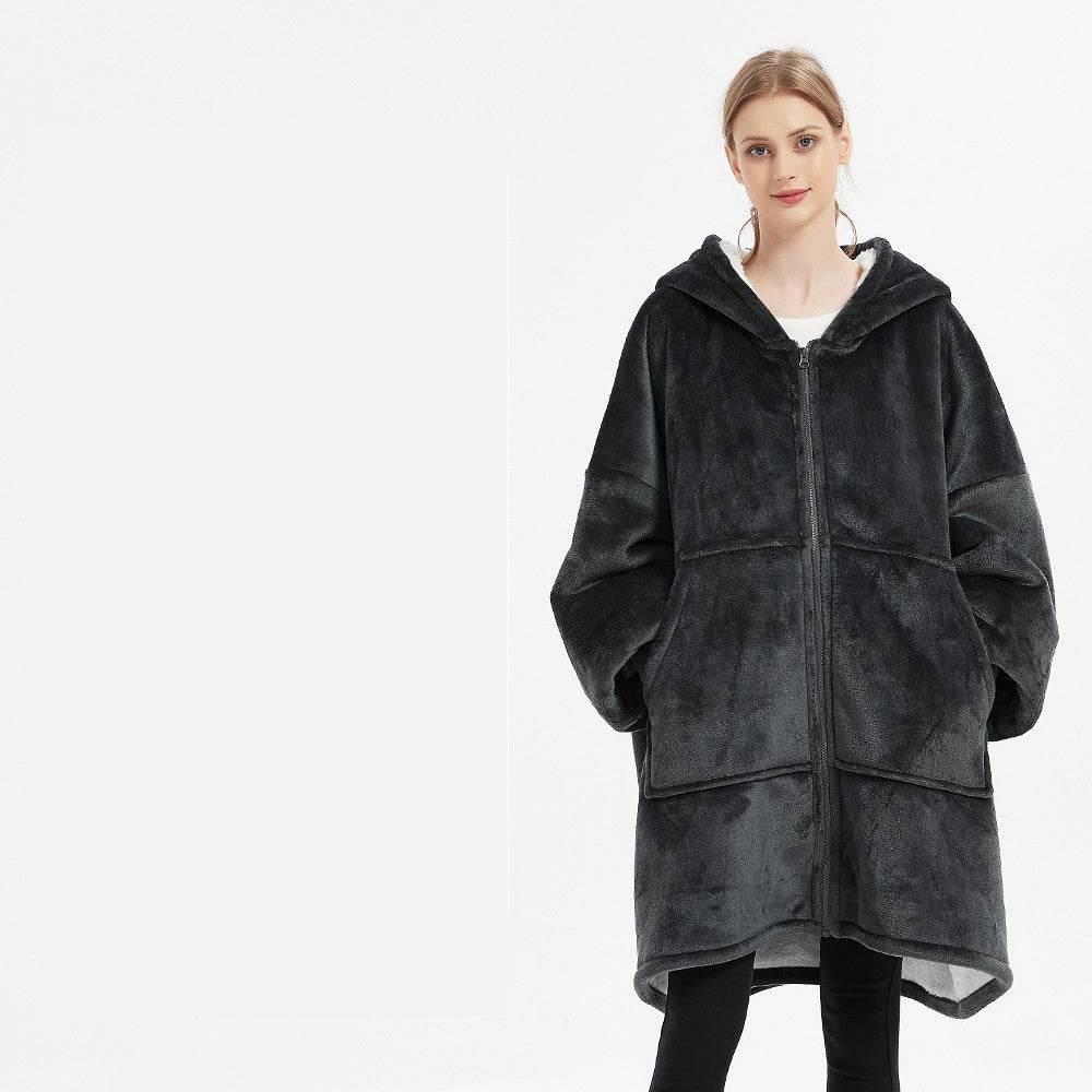 Plus Size Robe Winter Wearable Blanket Sweatshirt Women Men Warm And Cozy Giant Blanket Hoodie Home Clothes - Mubimart