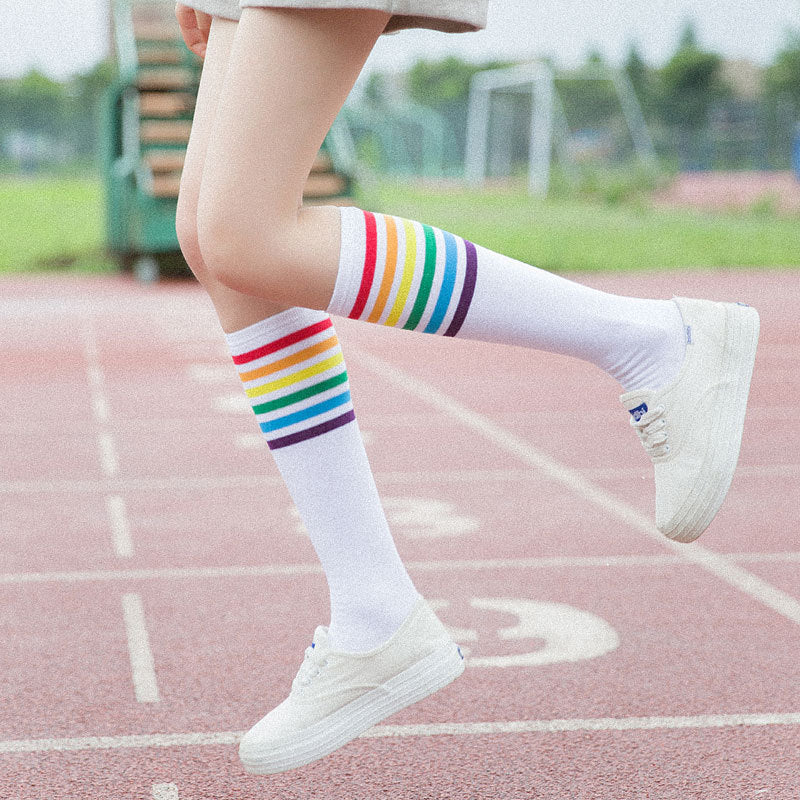 Calf socks stripe movement and knee high hose - Mubimart -  