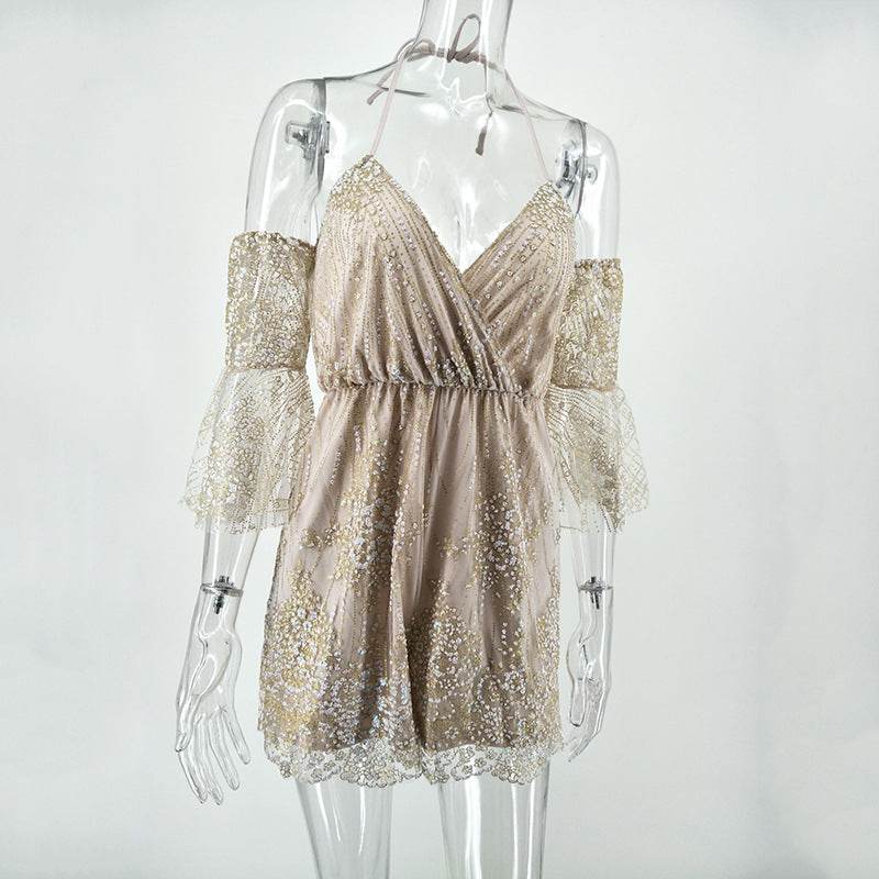 Sequined Sling Bodysuit - Mubimart
