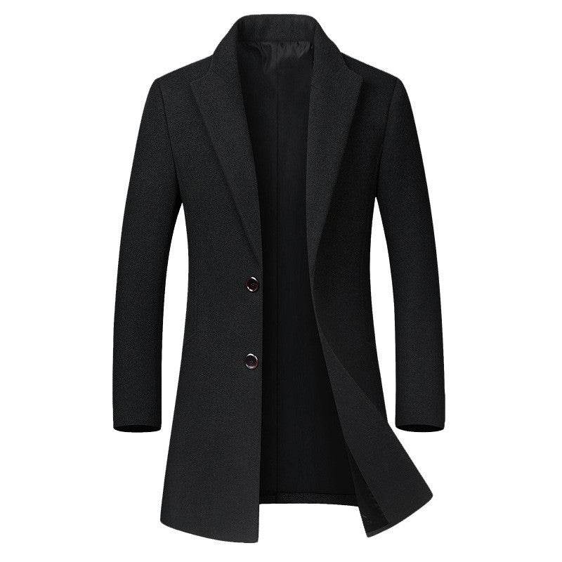 Men's long coat woolen coat trench coat - Mubimart