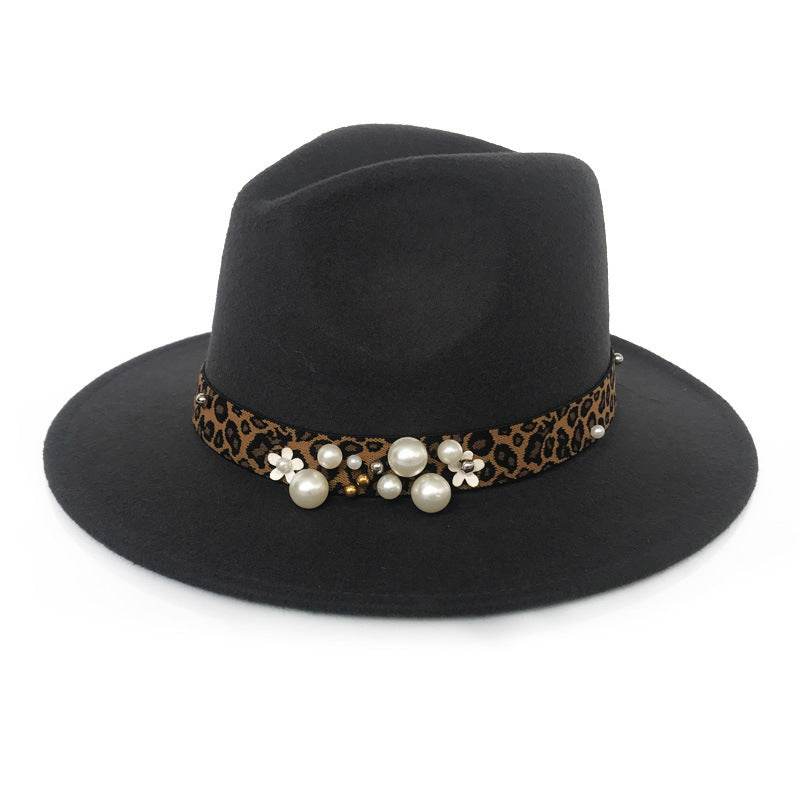 Winter wool Fedoras For Women Wide Brim Felt Hat - Mubimart