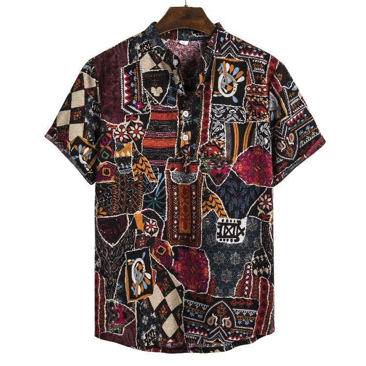 Men's linen printed shirt