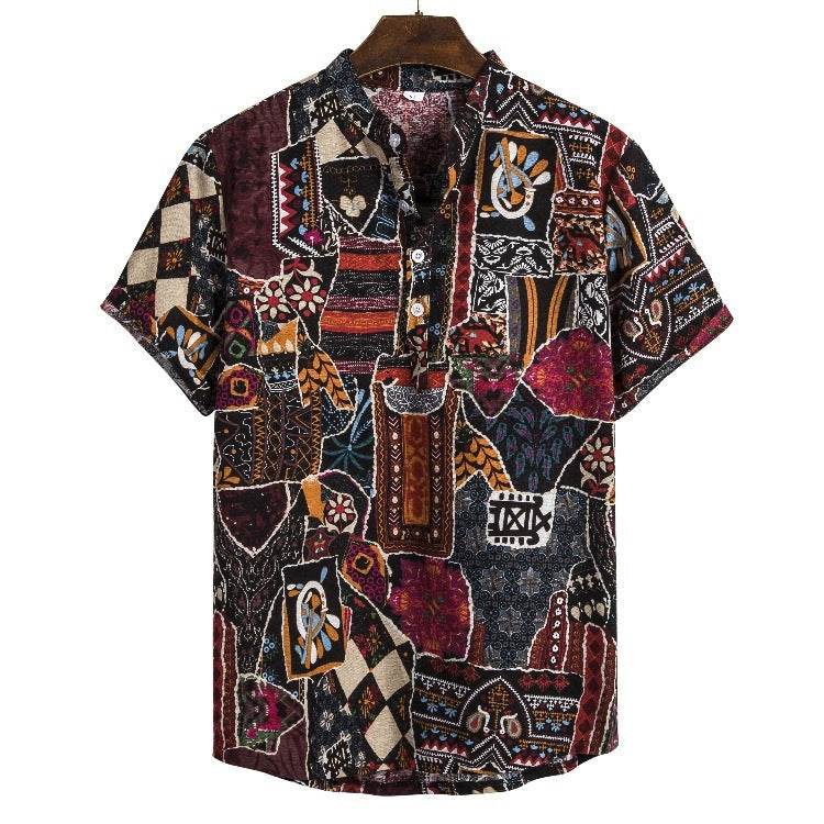 Men's linen printed shirt - Mubimart