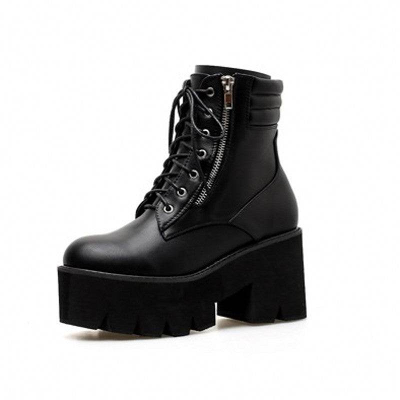 Martin boots round head women's booties - Mubimart