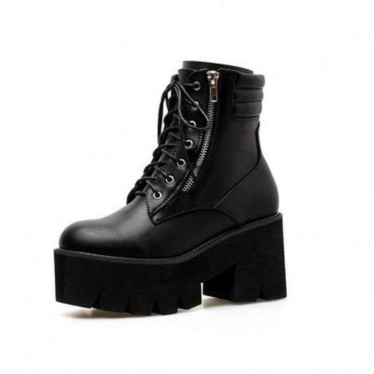 Martin boots round head women's booties - Mubimart