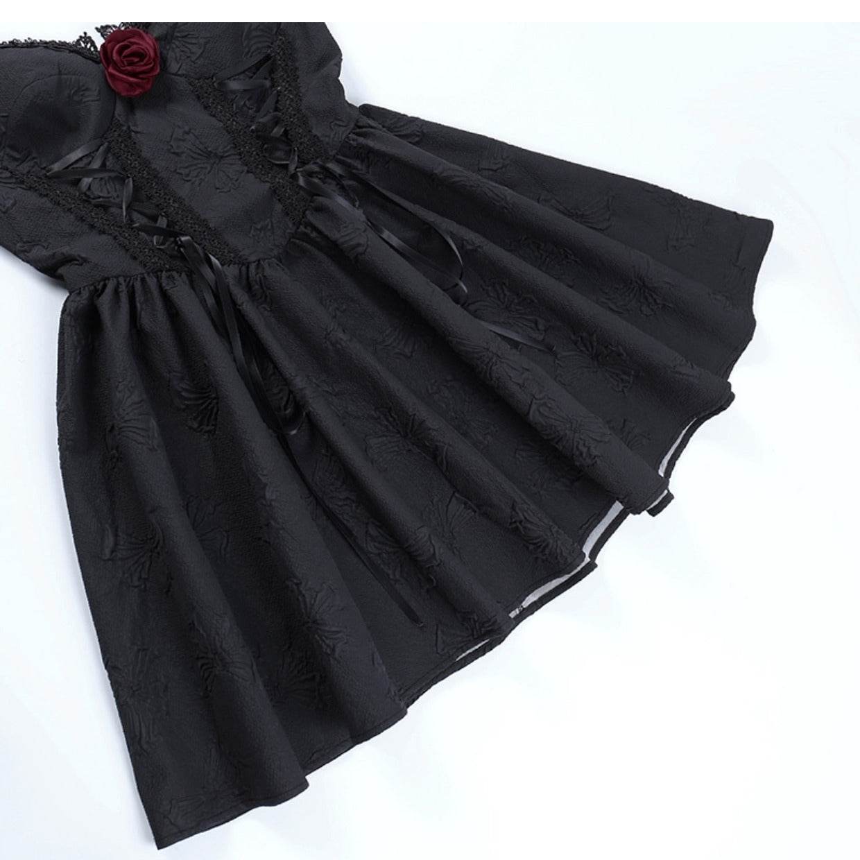 Rose Dark Jacquard Ladies Slip Dress - Mubimart