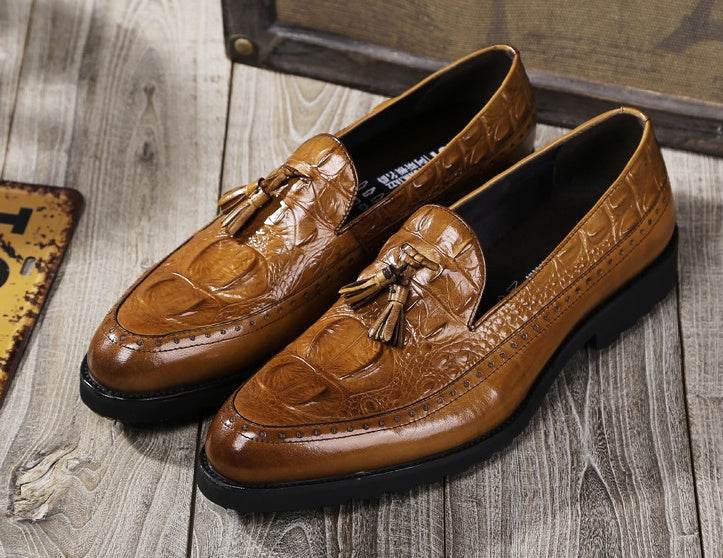 Men's dress shoes tassels Brock carved shoes - Mubimart