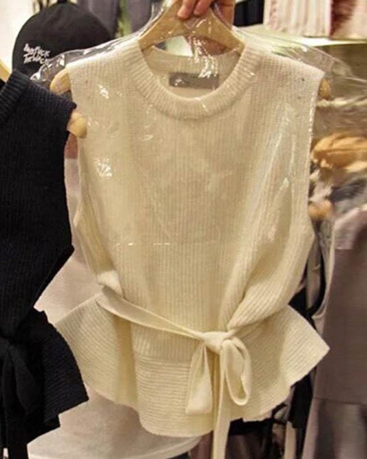 Knitted vest vest sweater - Mubimart