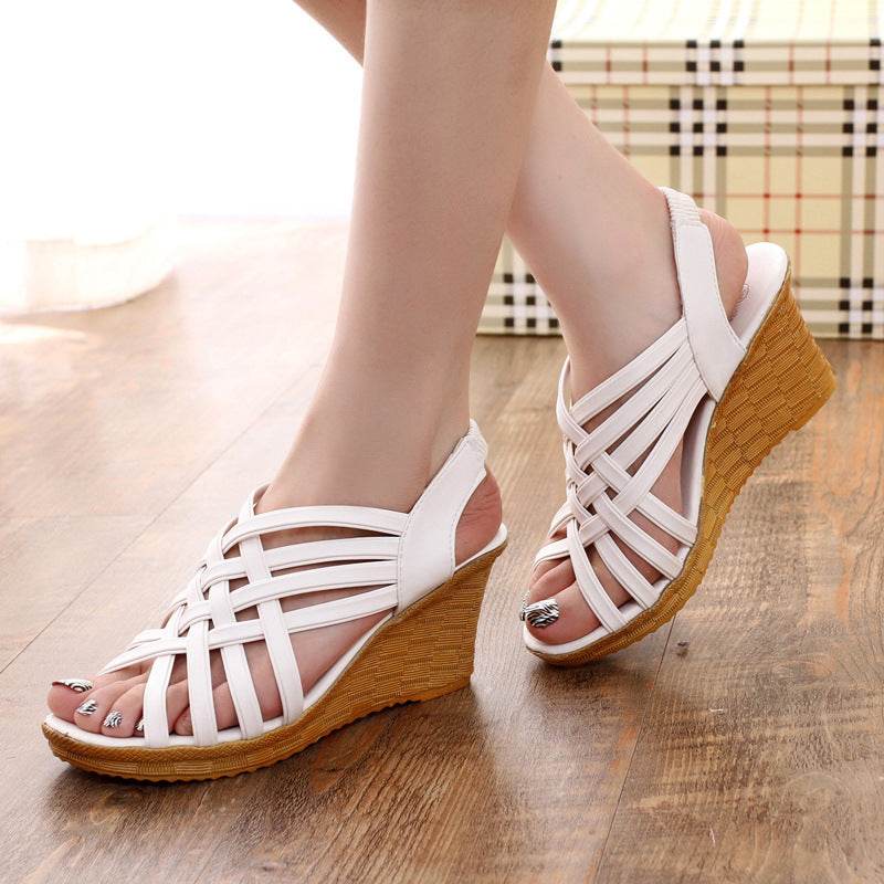 Fishbill Wedge Sandals - Mubimart