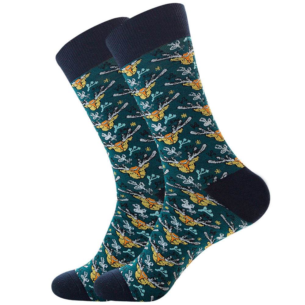 Men's socks Santa Claus Elk Men's Tube Socks Trendy Cotton Socks - Mubimart