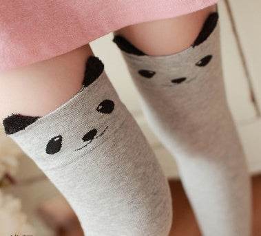 Japanese cartoon panda stereo ear over the knee socks cotton female socks high socks female socks Japanese spring and autumn socks - Mubimart