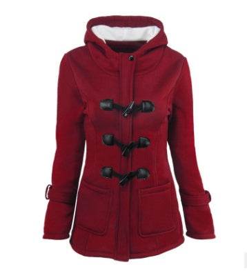 warm winter fur collar jackets women new horn button Long down coat women parka Plus Size female parka hoodies Women - Mubimart