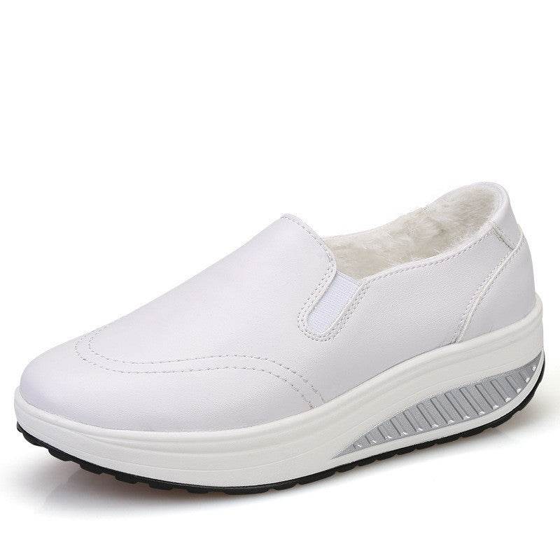 Spring And Autumn Loafers Women's Leather White Shoes Women - Mubimart