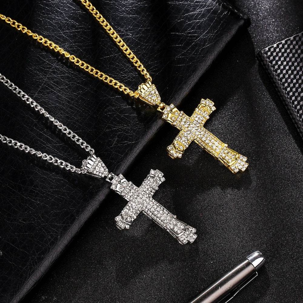 Iced Out Mens Cross Necklace - Mubimart