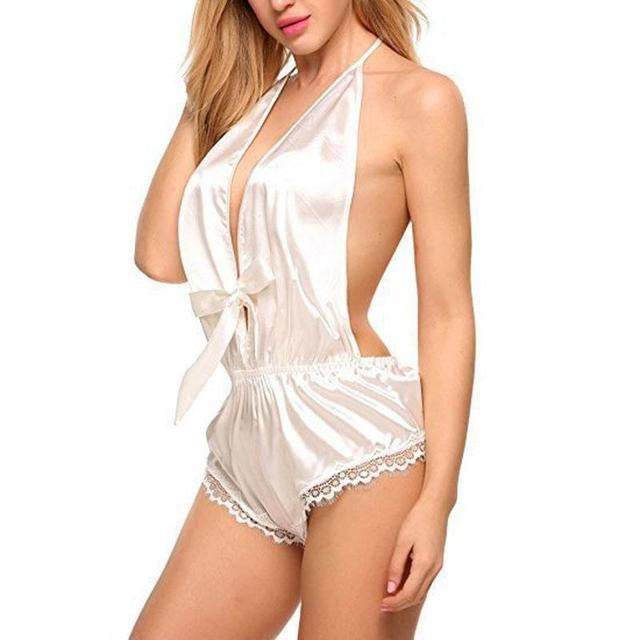 Sexy Lace Satin Silk Lingerie Nightwear - Mubimart