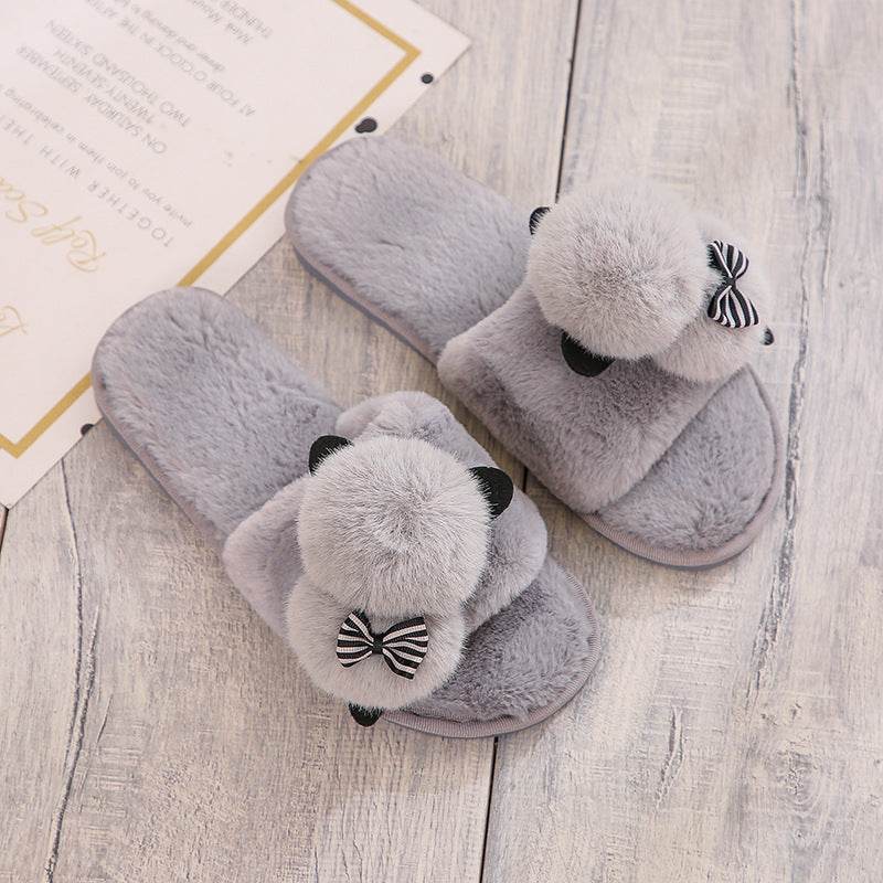 Flip Flops Cartoon Plush Slippers Home Cotton Slippers Women - Mubimart