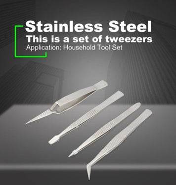 Stainless Steel Tweezers Set For DIY Jewelry - Mubimart