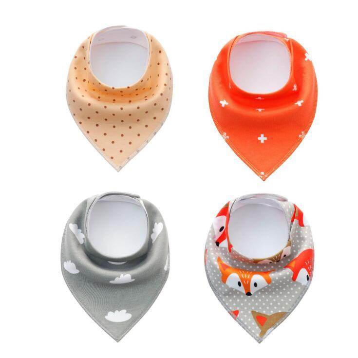 4pcs Lot Bibs Burp Cloth Print Arrow Wave Triangle Baby Bibs Cotton Bandana Accessories - Mubimart