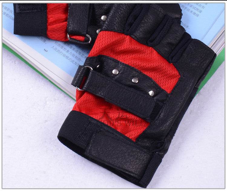 Men's leather warm half finger gloves - Mubimart