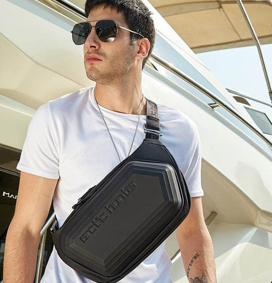 Men's Messenger Shoulder Waist Bag Trend Fashion Design Sling Bag Large Capacity Waterproof Chest Bags Wear-resistant - Mubimart