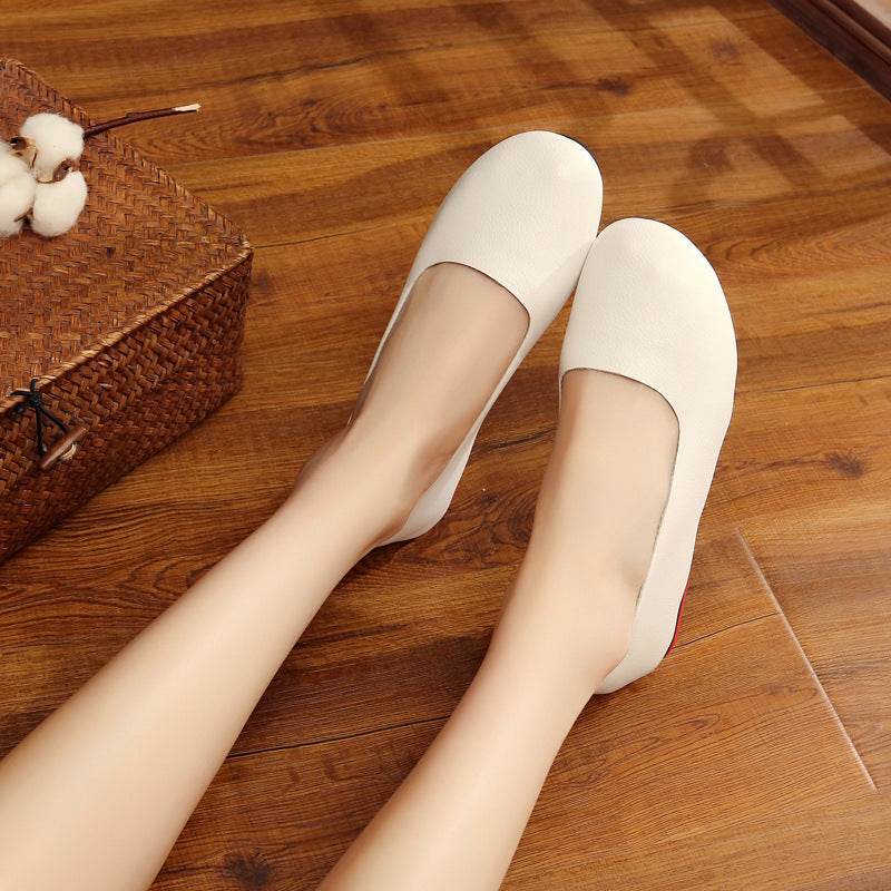Round Toe Pumps Handmade Flats - Mubimart