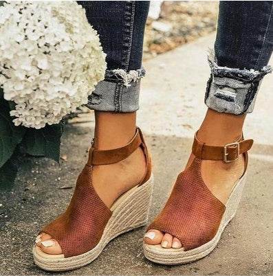 Straw wedge sandals - Mubimart